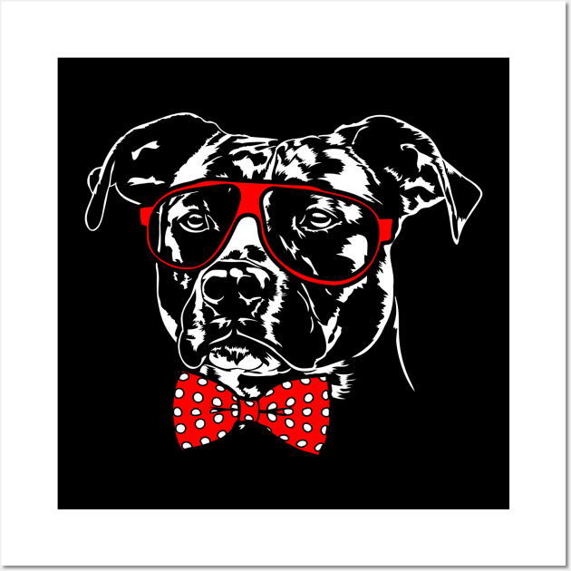 Cute American Pitbull Terrier dog Portrait Wall Art by wilsigns